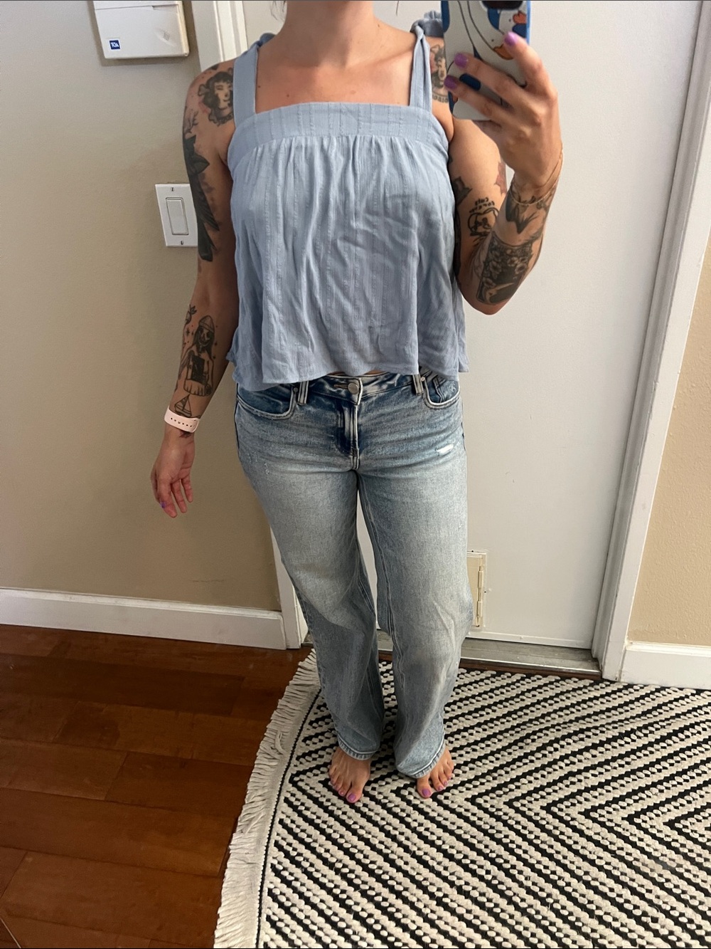 Sage Light Blue Tie-Shoulder Camisole